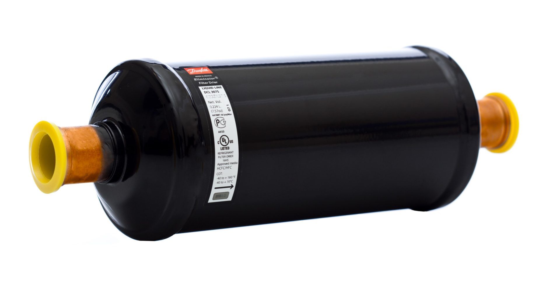 7/8" HERMETIC FILTER DRIER, DCL, 30 CU.IN., STEEL CU-PLATED OUTLET photo 1